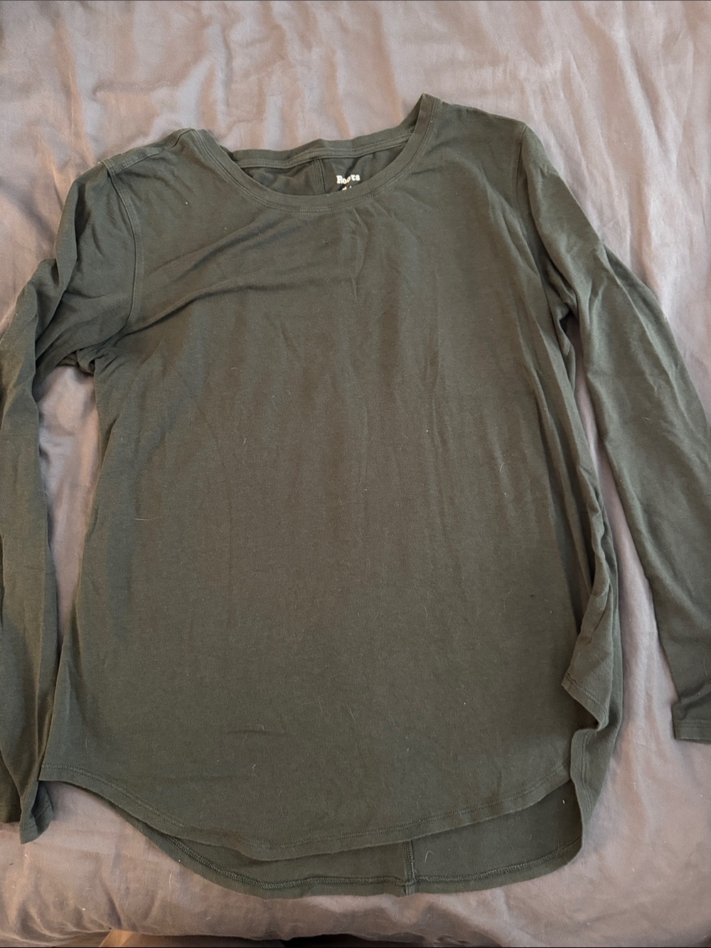 Roots Olive Green Long Sleeve Crewneck Tee